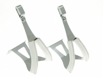 Pedálová klipsňa BLB Steel SB/SG Leather (Silver/White)