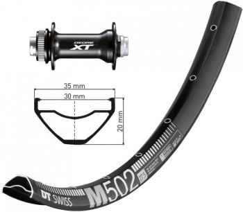 Predné koleso 27,5" DT Swiss M 502 Disc / Shimano Deore XT HB-M8010