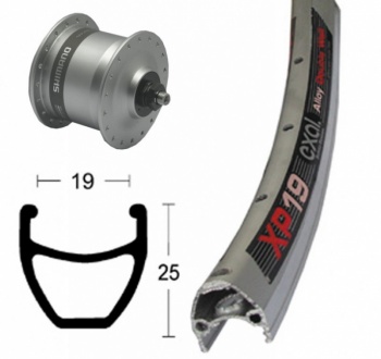 Koleso predné 28" EXAL XP 19 / Shimano DH 3N30 s dynamom