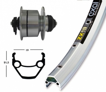 Koleso predné 28" EXAL ZX 19 / Shimano DH 3D72 s dynamom