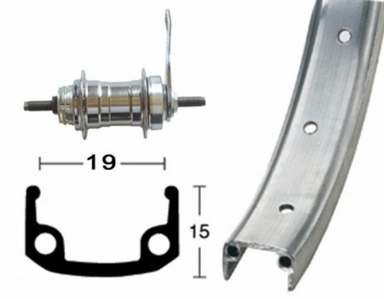 Koleso zadné 16" AL ráfik / náboj so spätnou brzdou 