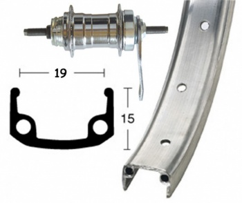 Koleso zadné 28" AL ráfik / náboj so spätnou brzdou 